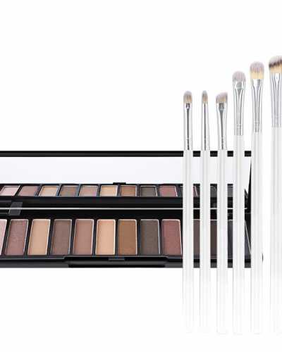 12 Colors Nude Eyeshadow Makeup Palette Shimmer Matte Pigmented Natural Eye Shadow Pallet Kit with 7 PCS Brush