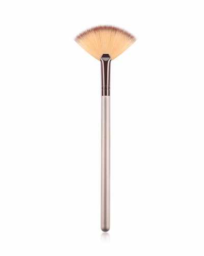 1 Pcs Professional Fan Makeup Brush Blending Highlighter Contour Face Loose Powder Brush champagne Gold Cosmetic Beauty Tools