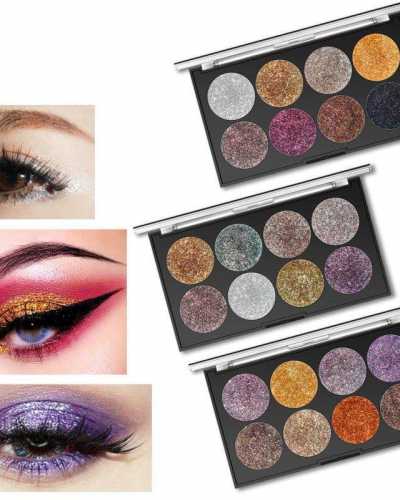 8 Colors Shiny Shimmer Eyeshadow Palette Waterproof Glitter Diamond Pigment Soft Girl Eye Shadow Powder Makeup Cosmetic