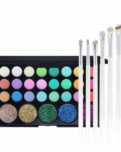 29 Colors Shimmer Matte Glitter Eye Shadow Powder Highly Pigmented + 7 PCS Brushes Makeup Set Gift Set Make Up Palle