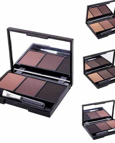 Professional 3 Color Eyebrow Powder Palette Cosmetic Waterproof Makeup Tool With Brush Mirror MA