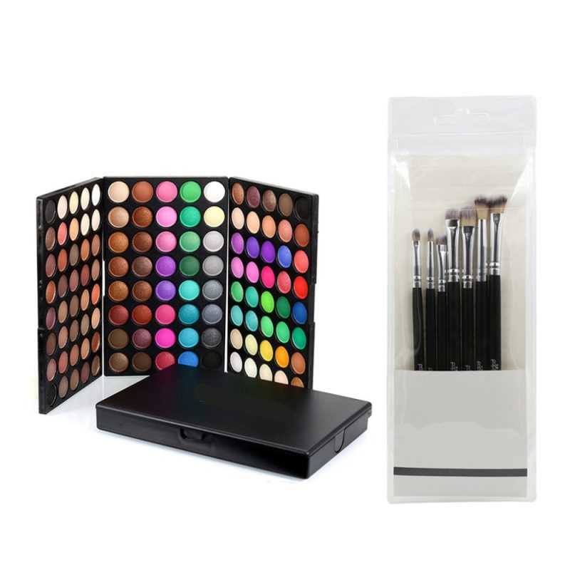 120 Colors SET Professional Makeup Eyeshadow Pallete Mixed Color Waterproof Natural Eye Shadow + 7PCS Soft Hair Brushes Set DFDF