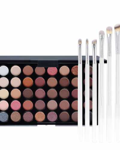 High Pigmented Makeup Palette Easy to Blend Color Fusion 40 Shades Metallic and Shimmers Eyeshadow Palette+7PCS Brush