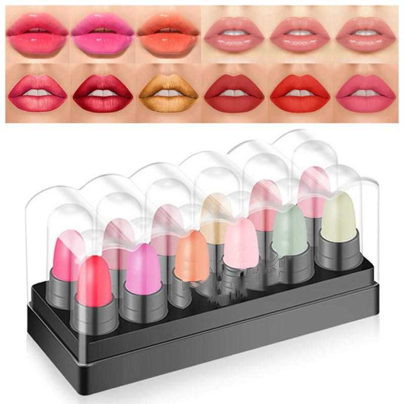 12PCS Matte Velvet Lasting Waterproof Lipstick Pen Glitter Jelly Moisturizing Lip Gloss Set Makeup Cosmetics Kit For Women TSLM1