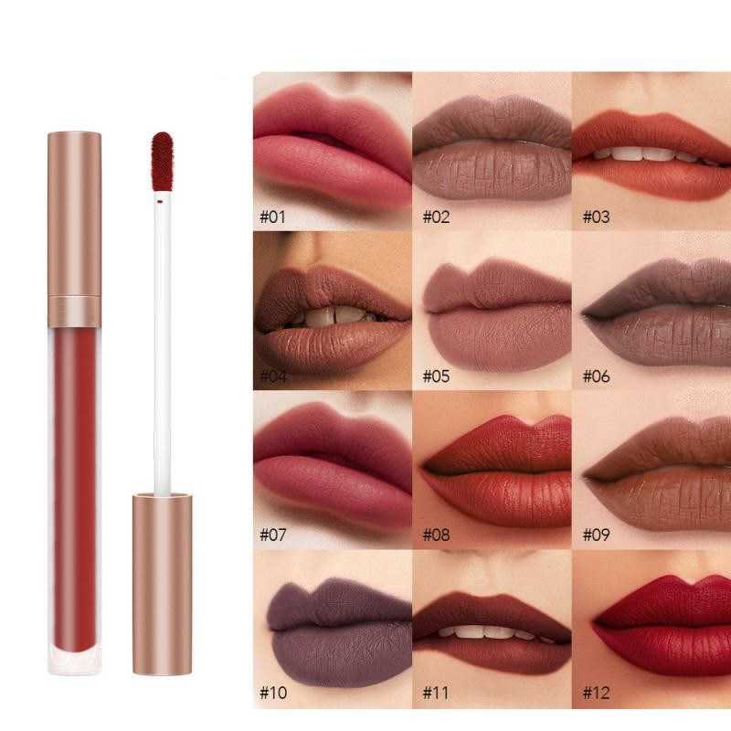 Matte Lip Gloss Liquid Lipstick Cosmetics Lightweight Lip Glaze Lasting Lip Tint Waterproof 12 Colors Lip Makeup TSLM1