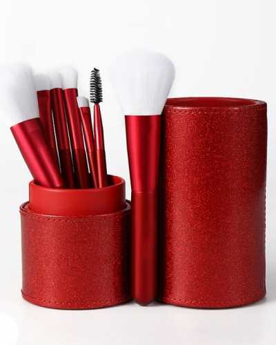 Red Makeup Brushes Set With Bag Eyebrow Foundation Blush Brush Powder Blending Eye Shadow Makeup Beauty Tool Kit 7pcs