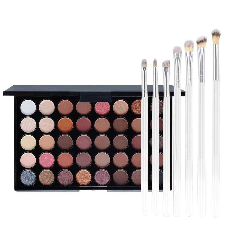 High Pigmented Makeup Palette Easy to Blend Color Fusion 40 Shades Metallic and Shimmers Eyeshadow Palette+7PCS Brush