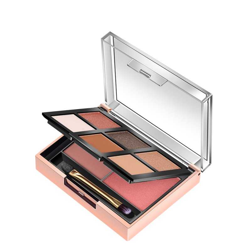 2 In 1 Eyeshadow Palette 6 Color + Blush Powder 2 Color Easy To Wear Pigment Makeup Kit For Daily Use