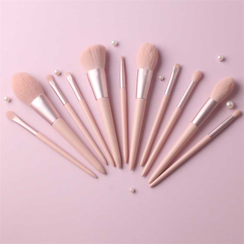 11pcs Pink Makeup Brushes Set No Logo Synthetic Eyebrow Eyeshadow Powder Foundation Brush Vegan Make up Brush