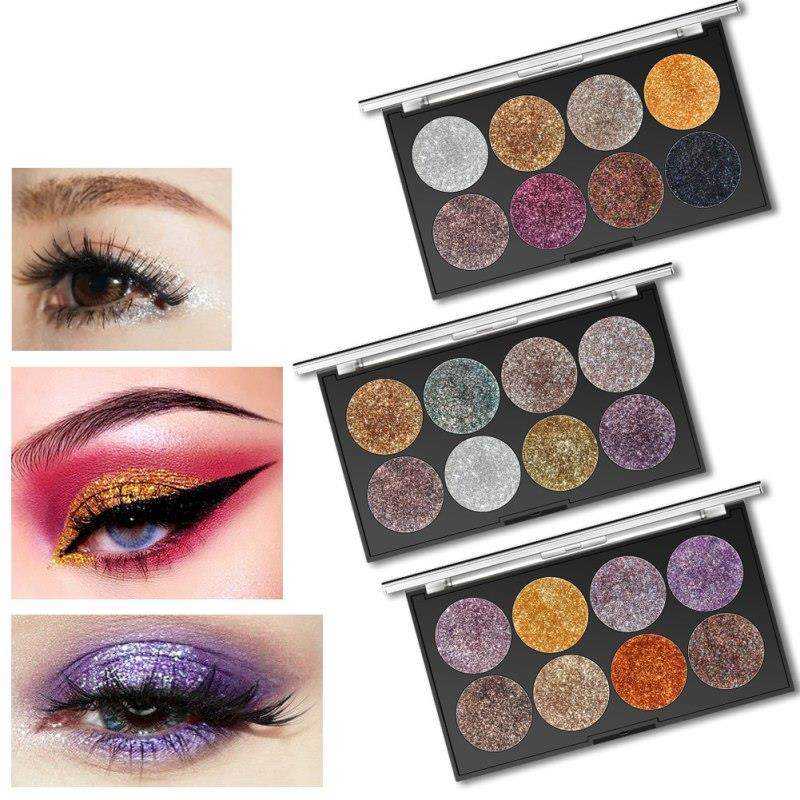 8 Colors Shiny Shimmer Eyeshadow Palette Waterproof Glitter Diamond Pigment Soft Girl Eye Shadow Powder Makeup Cosmetic
