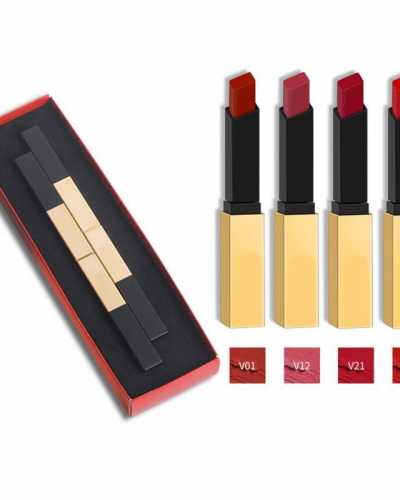 Four pack Set Metallic Pearly Lip Gloss Lasting Lip Glaze Sexy Cosmetics Ladies Makeup Fair skinned Nonstick Cup Charming QBMY