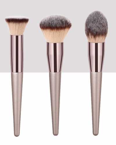 3 item big size single champagne makeup brushes flame tapered shape foundation powder flat head cosmetic brush tool maquiagem