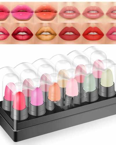 12PCS Matte Velvet Lasting Waterproof Lipstick Pen Glitter Jelly Moisturizing Lip Gloss Set Makeup Cosmetics Kit For Women TSLM1